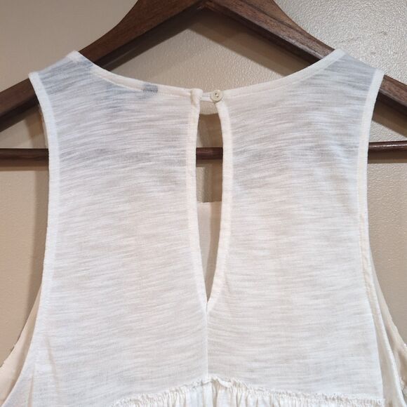 American Eagle Embroidered Tank Top Size Medium Ivory Cream Flowy Boho Festival - Picture 5 of 10